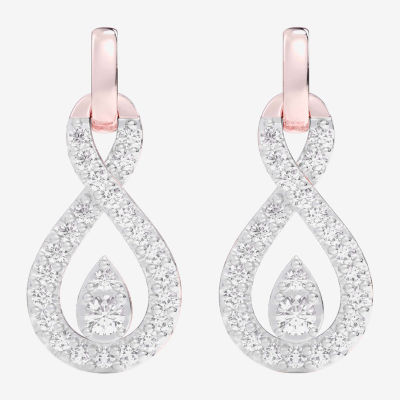 (G-H / Si1-Si2) 1/4 CT. T.W. Lab Grown White Diamond 10K Rose Gold Drop Earrings