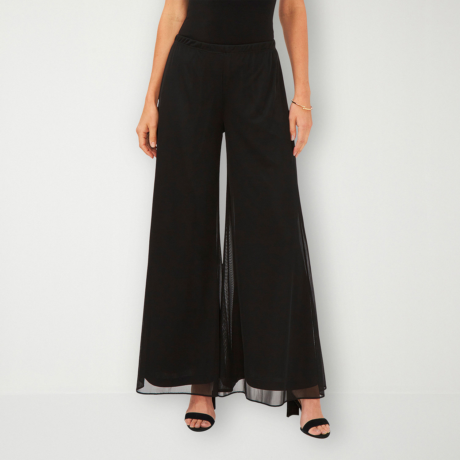 MSK Womens Mid Rise Wide Leg Palazzo Pant, Color: Black - JCPenney