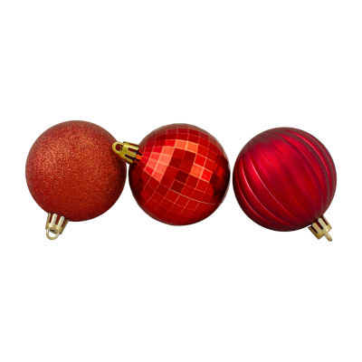 Northlight Red 3-Finish Ball 100-pc. Christmas Ornament
