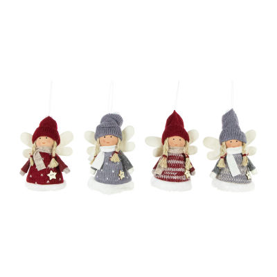 Northlight Red And Gray Plush Angel 4-pc. Christmas Ornament