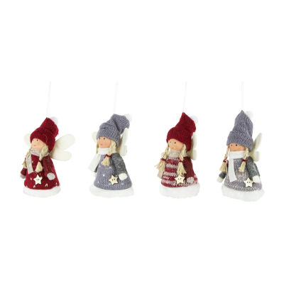 Northlight Red And Gray Plush Angel 4-pc. Christmas Ornament