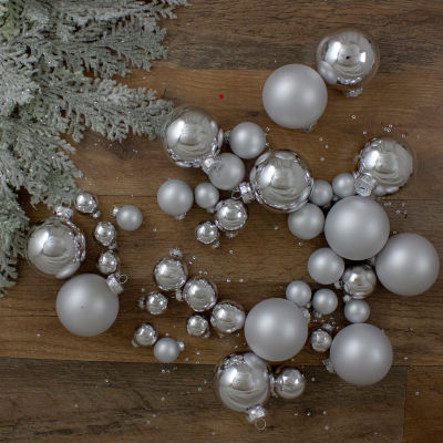 Northlight Silver Glass Ball 40-pc. Christmas Ornament