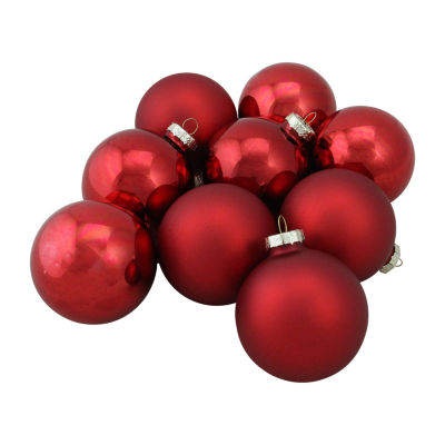 Northlight Red 2-Finish Ball 9-pc. Christmas Ornament