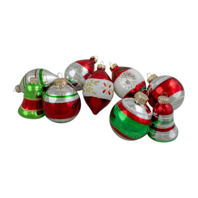 Northlight 2-Finish Glass 9-pc. Christmas Ornament