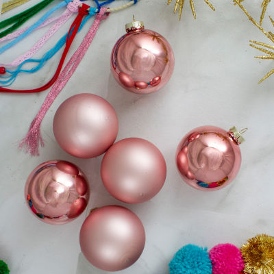 Northlight Baby Pink Glass Ball 6-pc. Christmas Ornament