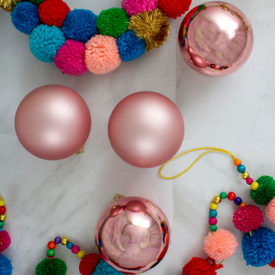 Northlight Pink 2-Finish Ball 4-pc. Christmas Ornament