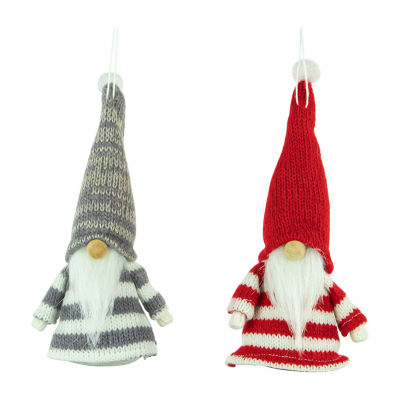 Northlight Striped Gnome Plush 2-pc. Christmas Ornament