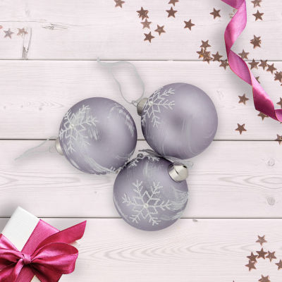 Northlight Purple Glass Ball 3-pc. Christmas Ornament