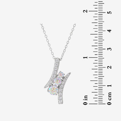 DiamonArt® Preciosa Aurora Borealis Womens 2 1/5 CT. T.W. White Cubic Zirconia Sterling Silver Curved Pendant Necklace