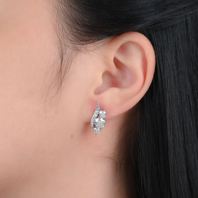 DiamonArt® Preciosa Aurora Borealis 4 CT. T.W. White Cubic Zirconia Sterling Silver 19mm Stud Earrings