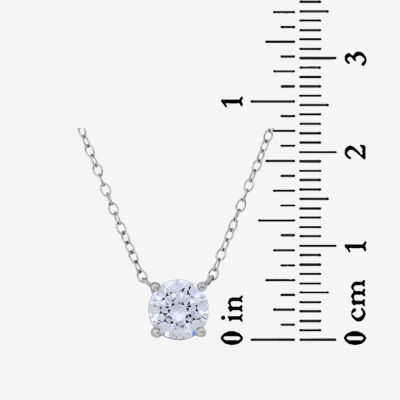 Womens 1 1/3 CT. T.W. White Zirconia Sterling Silver Round 18 Inch Pendant Necklace