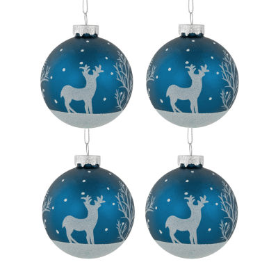 Northlight Glass Ball With Reindeer 4-pc. Christmas Ornament