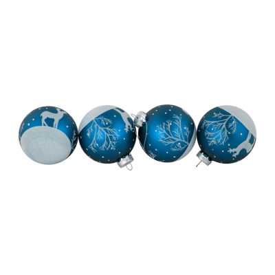 Northlight Glass Ball With Reindeer 4-pc. Christmas Ornament