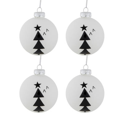 Northlight Glass Ball With Trees 4-pc. Christmas Ornament