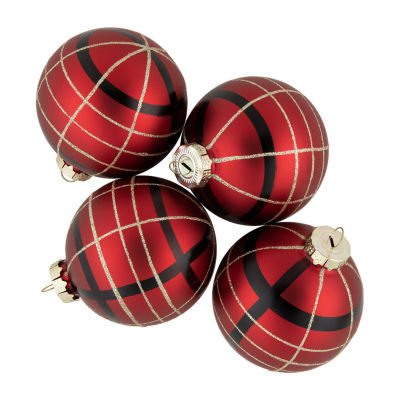 Northlight Plaid Glass Ball 4-pc. Christmas Ornament