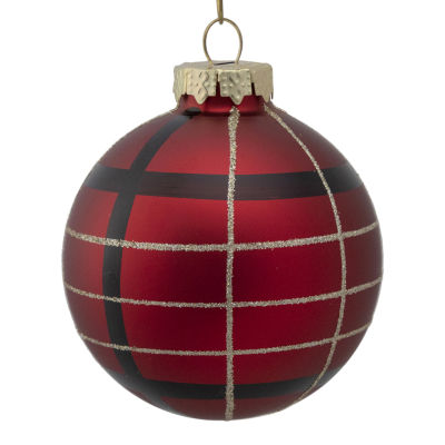 Northlight Plaid Glass Ball 4-pc. Christmas Ornament