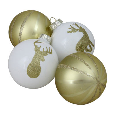 Northlight Deer 2-Finish Ball 4-pc. Christmas Ornament