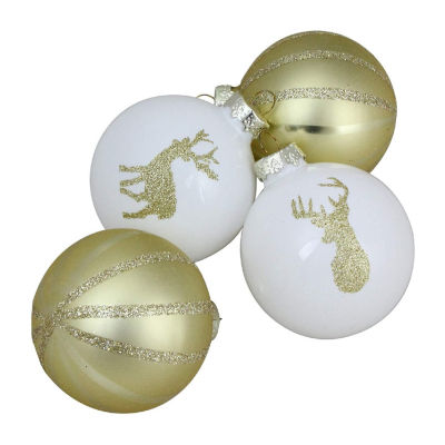 Northlight Deer 2-Finish Ball 4-pc. Christmas Ornament