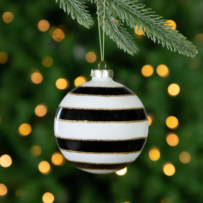 Northlight Striped Glass Ball 2-pc. Christmas Ornament