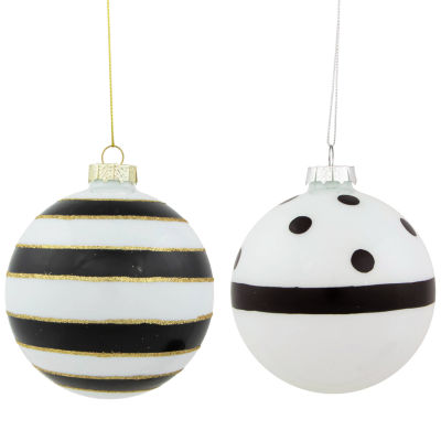 Northlight Striped Glass Ball 2-pc. Christmas Ornament