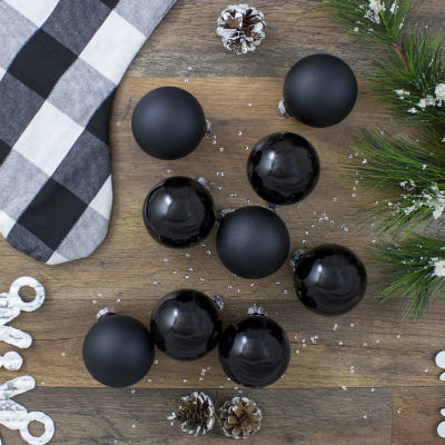 Northlight Black Glass Ball 9-pc. Christmas Ornament
