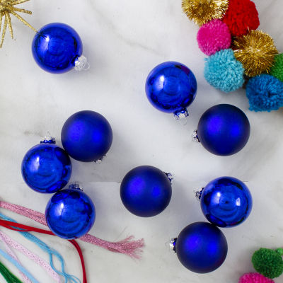 Northlight Blue Glass Ball 9-pc. Christmas Ornament