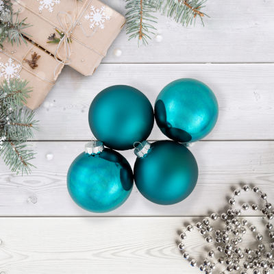 Northlight Blue 2-Finish Ball 4-pc. Christmas Ornament