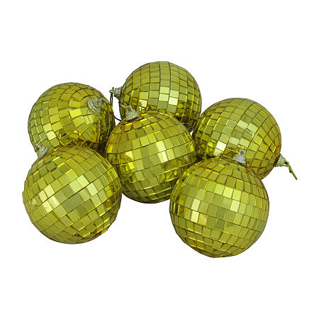 Northlight Mirrored Glass Ball 6-pc. Christmas Ornament, One Size, Yellow