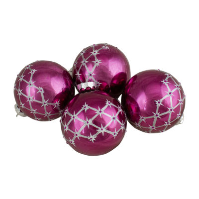 Northlight Pink Glass Ball 4-pc. Christmas Ornament