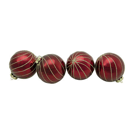 Northlight Red And Gold Striped Ball 4-pc. Christmas Ornament, One Size, Red