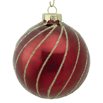 Northlight Red And Gold Striped Ball 4-pc. Christmas Ornament