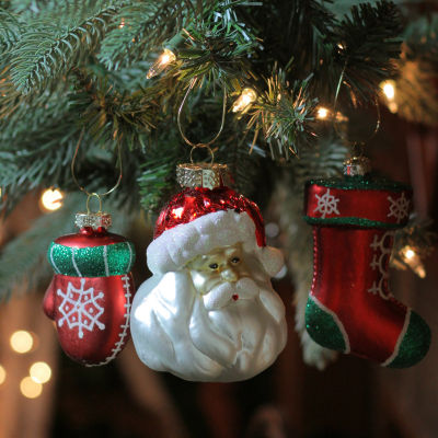 Northlight Colored Santa Glass 3-pc. Christmas Ornament