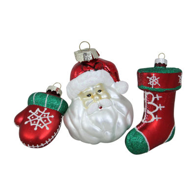 Northlight Colored Santa Glass 3-pc. Christmas Ornament