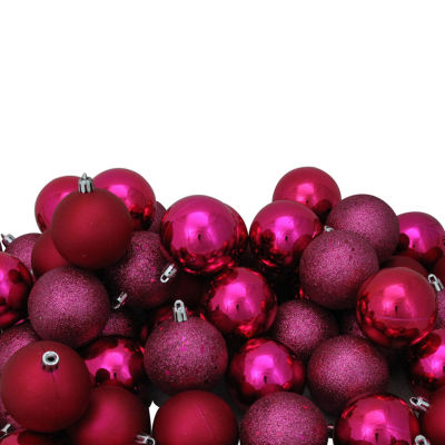 Northlight Pink 4-Finish Ball 60-pc. Christmas Ornament