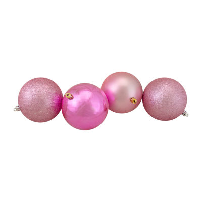 Northlight Pink 4-Finish Ball 12-pc. Christmas Ornament