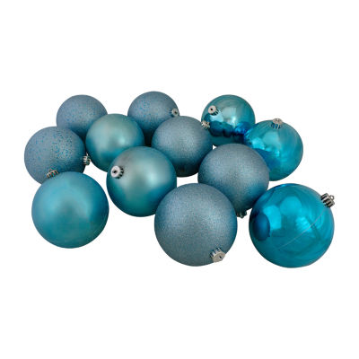 Northlight Blue 4-Finish Ball 12-pc. Christmas Ornament
