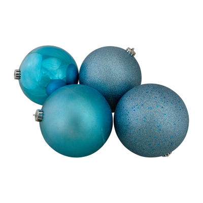 Northlight Blue 4-Finish Ball 12-pc. Christmas Ornament