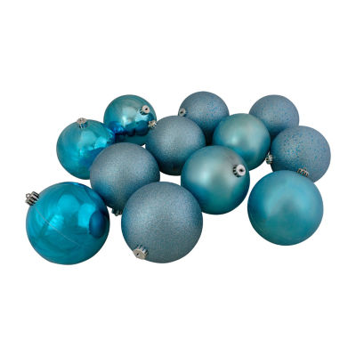 Northlight Blue 4-Finish Ball 12-pc. Christmas Ornament