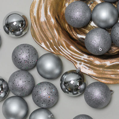 Northlight Gray 4-Finish Ball 32-pc. Christmas Ornament