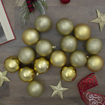 Northlight Gold 4-Finish Ball 16-pc. Christmas Ornament