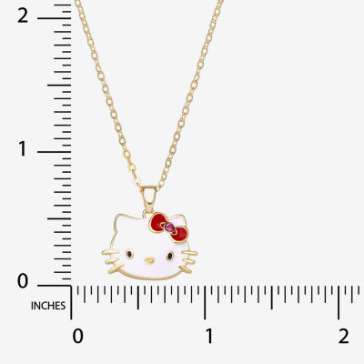 Crystal 18K Gold Over Brass 16 Inch Cable Bow Hello Kitty Pendant Necklace