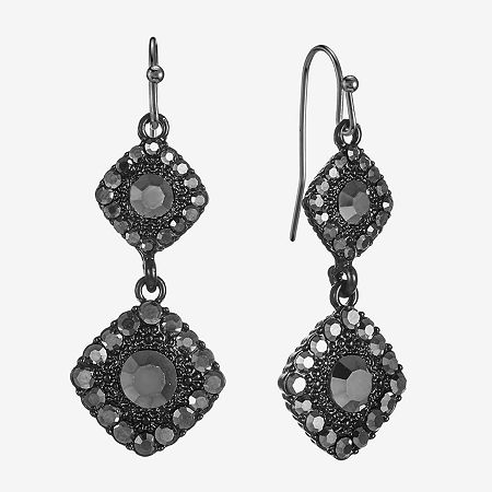 Mixit Black Glass Drop Earrings, One Size, Black