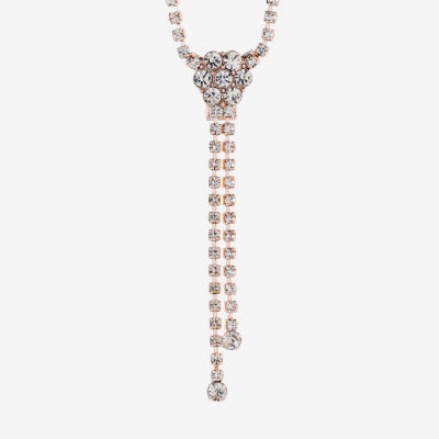 Monet Jewelry Timless Rose Gold Lariat Necklace And Drop Earring Glass Rose Tone 2-pc. Jewelry Set