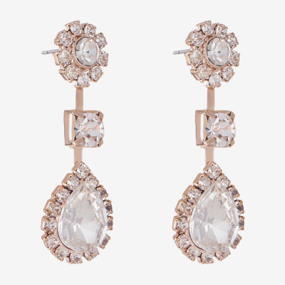 Monet Jewelry Timless Rose Gold Glass Drop Earrings