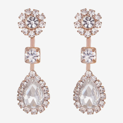 Monet Jewelry Timless Rose Gold Glass Drop Earrings