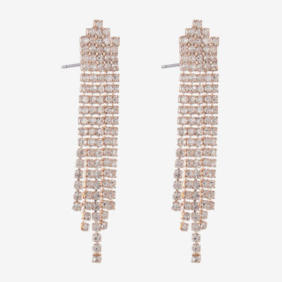 Monet Jewelry Timless Rose Gold Tassle Glass Drop Earrings