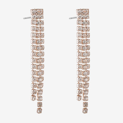 Monet Jewelry Timless Rose Gold Glass Drop Earrings
