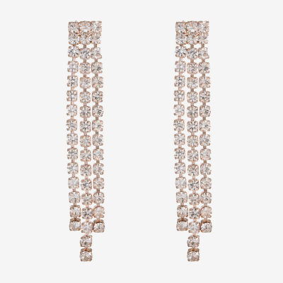 Monet Jewelry Timless Rose Gold Glass Drop Earrings