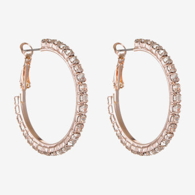 Monet Jewelry Timless Rose Gold Glass 37mm Hoop Earrings