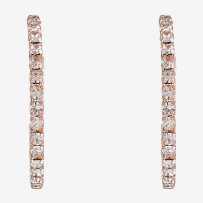 Monet Jewelry Timless Rose Gold Glass 37mm Hoop Earrings